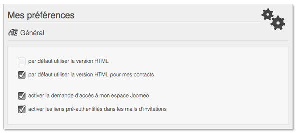 Joomeo HTML5 - Gestion des préférences