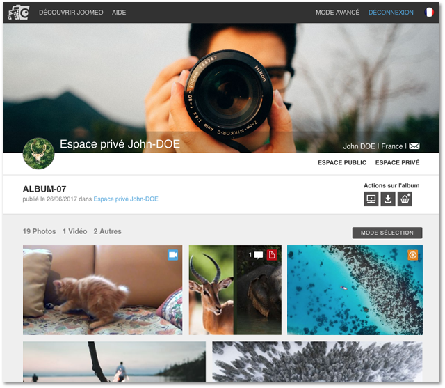 Un album privé Joomeo en HTML5