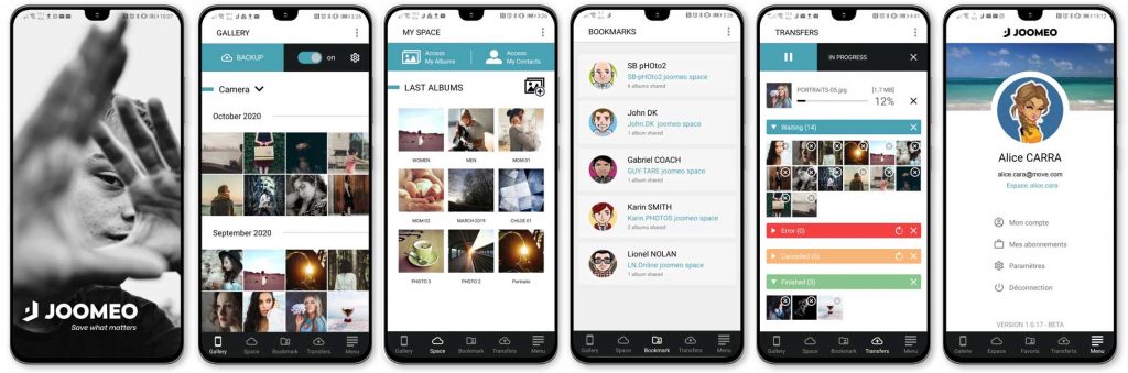Joomeo's new mobile app interface
