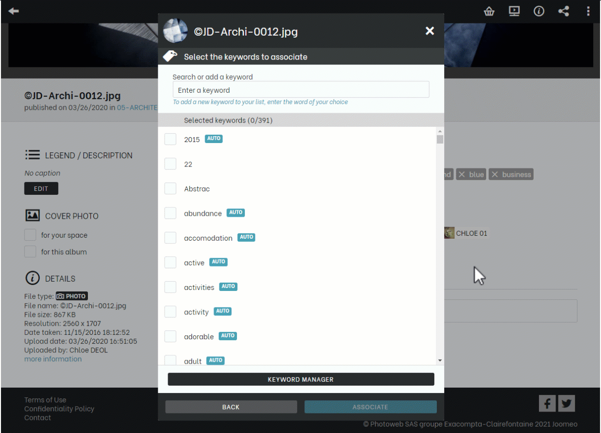 Changing or deleting a keyword